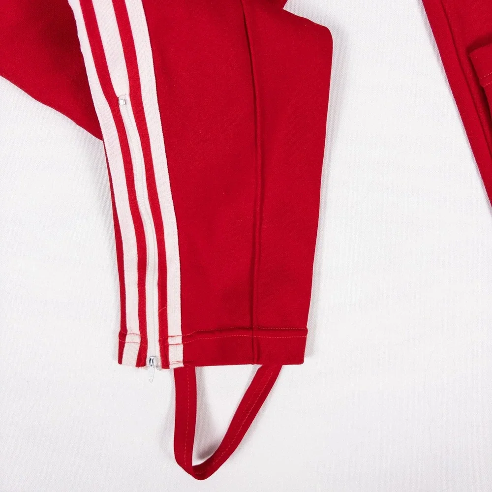 Adidas Tracksuit Pants Mens XL Red 70s‎ Vintage German Tag Foot Strap Ankle Zips